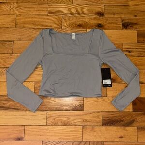 90 Degree By Reflex Long Sleeve Gray Crop Top